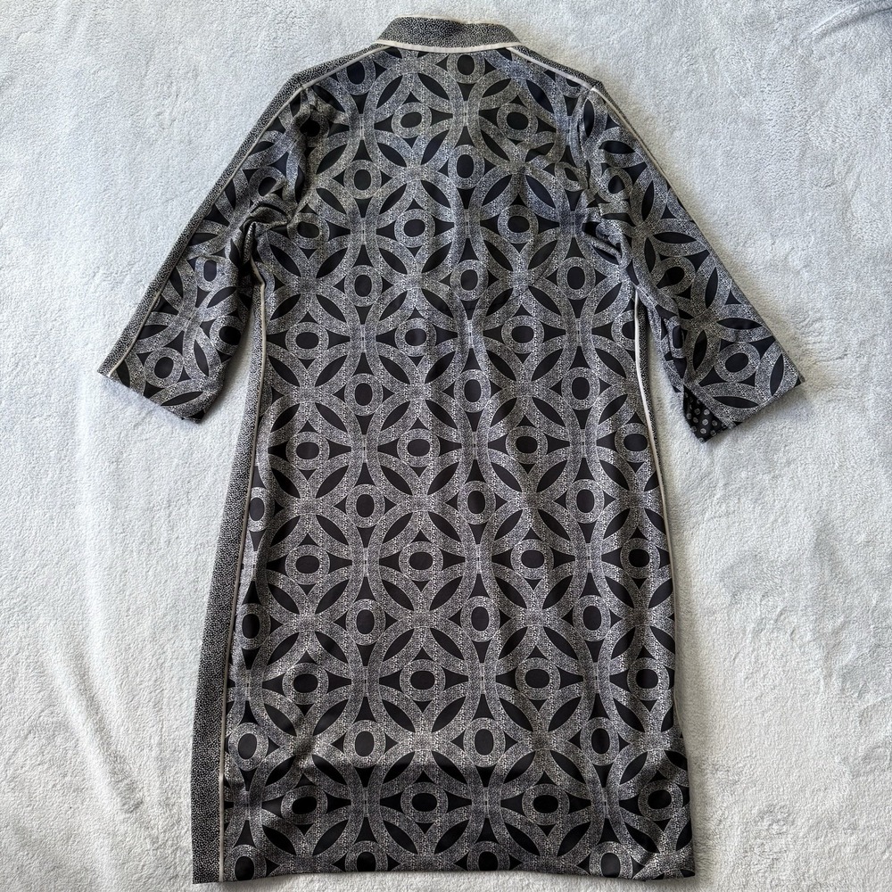 Gretchen Scott Everywhere Shirt Dress Size Large Gray Blue Geometric Print Prep - Picture 2 of 6